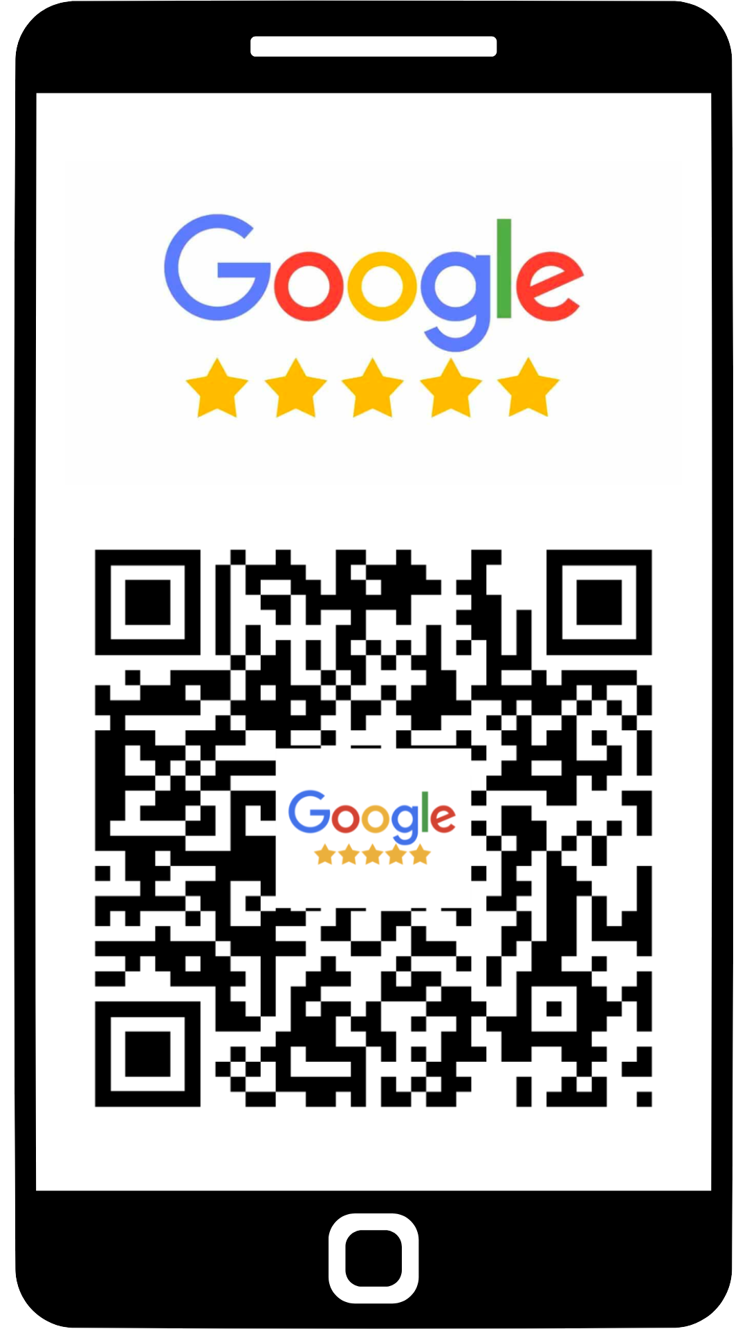 Phone with Google Review QR